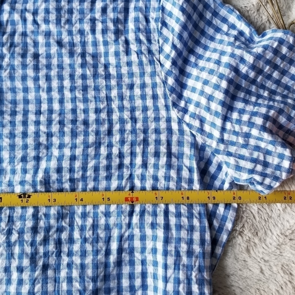 Finn & Grace Blue White Picnic Pattern Tie Front S - Picture 9 of 9